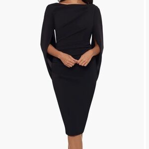 Betsy & Adam Cape Sleeve Crepe Sheath Dress. Size 6
